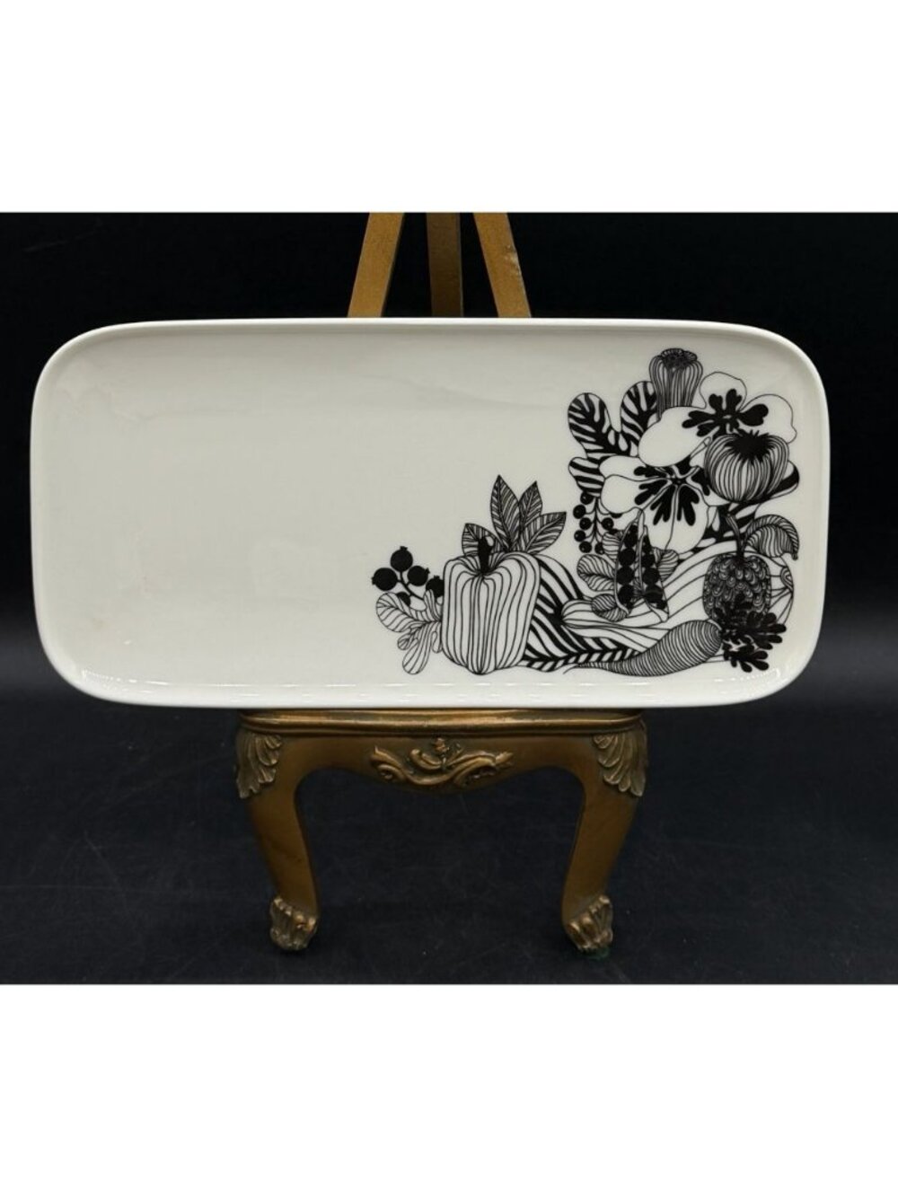 Marimekko Oiva Siirtolapuutarha Serving Rectangle Dish Black & White Garden City
